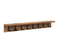 vidaXL Wall Mounted Antique Wood Coat Rack 80 x 10.5 cm with Metal Hooks Matt Finish Modern Rectangular Design Perfect for Organizing Your Entryway Compact and Easy to Clean, Cons