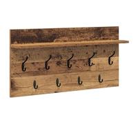 vidaXL Wall Mounted Antique Wood Coat Rack - 80 x 40 x 12 cm, Modern Rectangular Design, Perfect for Interior, Space Saving, Customizable Installation, Hooks and Shelves, Organizer