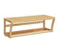 vidaXL Wall-mounted Bamboo Bathroom Towel Shelf Rack - Durable with Natural Varnish, Space Saving Organizer with Shelf and Drying Bar, Simple Assembly Required