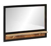 vidaXL Wall-Mounted Bathroom Mirror with Solid Mango Wood Shelf, Glass & Iron - 80x8x55 cm