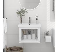 vidaXL Wall-mounted Bathroom Washbasin Frame White 40x38x31 cm Iron