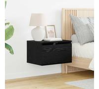 vidaXL Wall-mounted Bedside Cabinet 2 pcs Black Oak 50 x 36 x 30 cm, Black
