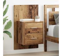 vidaXL Wall-mounted Bedside Cabinet 2 pcs Old Wood 48.5 x 32.5 x 80 cm