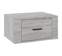 vidaXL Wall-mounted Bedside Cabinet Bedroom Floating Bedside Wall Unit Floating Nightstand Wall Bedside Cabinet Grey Sonoma 50x36x25 cm