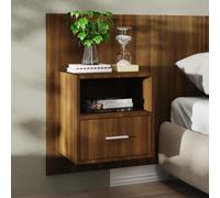 vidaXL Wall-mounted Bedside Cabinet Brown Oak