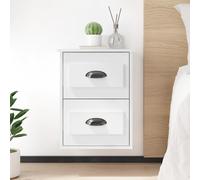 vidaXL Wall-mounted Bedside Cabinet High Gloss White 41.5x36x53cm