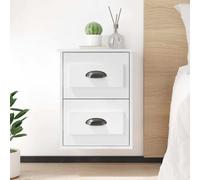 vidaXL Wall-mounted Bedside Cabinet High Gloss White 41.5x36x53cm UK HOT