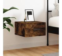 vidaXL Wall-Mounted Bedside Cabinet, Smoked Oak - Space-Saving, Resilient Engineered Wood Storage Unit for Bedroom - Modern Style, 35x35x20 cm