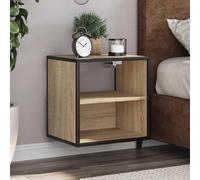 Wall-mounted Bedside Cabinet Sonoma Oak Engineered Wood & Metal 40x31x39.5cm UK