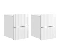 Wall-Mounted Bedside Cabinet 2pcs High Gloss White Engineered Wood 33x34.5x43cm