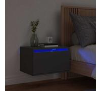 Wall-mounted Bedside Cabinet with LED Lights Side Table Engineered Wood vidaXL