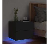 Wall-Mounted Bedside Cabinet with LED Lights Side Table Engineered Wood vidaXL