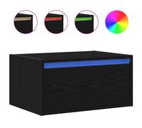 vidaXL Wall-mounted Bedside Cabinet with LED Lights Black Oak cabinet