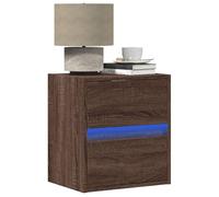 Wall-Mounted Bedside Cabinet with LED Lights Side Table Engineered Wood vidaXL