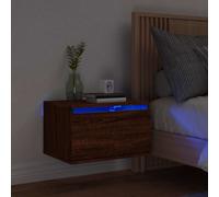 Wall-mounted Bedside Cabinet with LED Lights Side Table Engineered Wood vidaXL