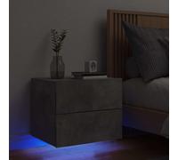 Wall-Mounted Bedside Cabinet with LED Lights Side Table Engineered Wood vidaXL