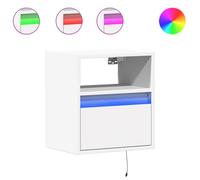 vidaXL Wall-mounted Bedside Cabinet with LED Lights Floating Bed Cabinet White