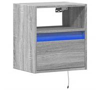 vidaXL Wall-mounted Bedside Cabinet with LED Lights, Floating Storage Cabinet fo