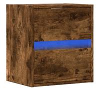 vidaXL Wall-mounted Bedside Cabinet with LED Lights, Floating Storage Cabinet fo