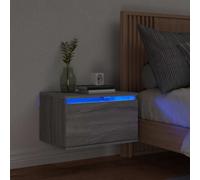 Wall-mounted Bedside Cabinet with LED Lights Side Table Engineered Wood vidaXL