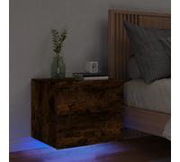 Wall-Mounted Bedside Cabinet with LED Lights Side Table Engineered Wood vidaXL