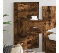 vidaXL Wall-mounted Bedside Cabinet with LED Lights Smoked Oak
