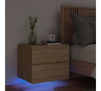vidaXL Wall-mounted Bedside Cabinet with LED Lights Sonoma Oak