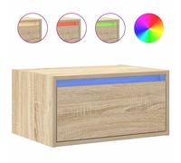 vidaXL Wall-mounted Bedside Cabinet with LED Lights Sonoma Oak cabinet