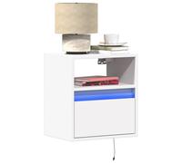 vidaXL Wall-mounted Bedside Cabinet with LED Lights Floating Bed Cabinet White