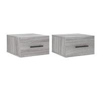 vidaXL Wall-mounted Bedside Cabinets 2 pcs, Bedside Table for Bedroom Living Room, Side Table with Drawer, Nightstand, Modern Style, Grey Sonoma