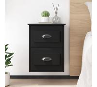 (black, 2 pcs) vidaXL Wall-mounted Bedside Cabinets Floating Storage Cabinets Hanging Cabinet