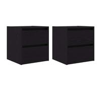 vidaXL Wall-mounted Bedside Cabinets 2 pcs Black Oak 38x34x40 cm bedside table