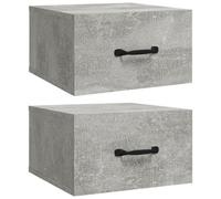 (Concrete grey, 2) vidaXL 1/2x Wall-mounted Bedside Cabinet Floating Bedside Unit Multi Colours