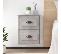 (concrete grey, 2 pcs) vidaXL Wall-mounted Bedside Cabinets Floating Storage Cabinets Hanging Cabinet