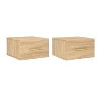vidaXL Wall-Mounted Bedside Cabinets Sonoma Oak - Engineered Wood - Bedroom Furniture - Modern Style - Brown - 35x35x20 cm - Pack of 2
