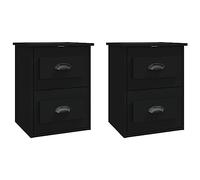 (black, 2 pcs) vidaXL Wall-mounted Bedside Cabinets Floating Storage Cabinets Hanging Cabinet