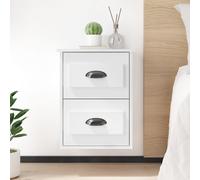 vidaXL Wall-mounted Bedside Cabinets 2 pcs High Gloss White 41.5x36x53cm