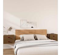 Wall-mounted Bedside Cabinet Solid Pinewood Honey Brown 50x36x40 cm Floating Set