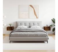 (smoked oak, 2 pcs) vidaXL Wall-mounted Bedside Cabinet Floating Storage Cabinet Nightstand Black