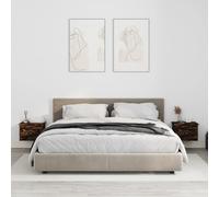 (smoked oak, 2 pcs) vidaXL Wall-mounted Bedside Cabinets Floating Nightstand Bedroom Side Table