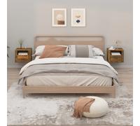 (Smoked oak, 2 x Bedside cabinet) vidaXL 1/2x Wall-mounted Bedside Cabinet Floating Bedside Unit Multi Colours