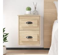 (sonoma oak, 2 pcs) vidaXL Wall-mounted Bedside Cabinets Floating Storage Cabinets Hanging Cabinet