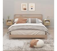 (Sonoma oak, 2 x Bedside cabinet) vidaXL 1/2x Wall-mounted Bedside Cabinet Floating Bedside Unit Multi Colours