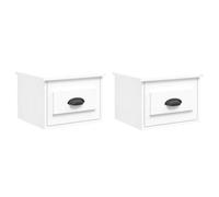 (white, 2 pcs) vidaXL Wall-mounted Bedside Cabinets Floating Nightstand Bedroom Side Table