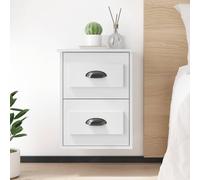 (white, 2 pcs) vidaXL Wall-mounted Bedside Cabinets Floating Storage Cabinets Hanging Cabinet