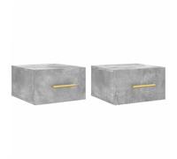 vidaXL Wall-Mounted Bedside Cabinets in Concrete Grey - Space-Saving, Moisture-Resistant Engineered Wood, Ideal for Bedroom