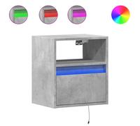 vidaXL Wall-mounted Bedside Cabinets with LED Lights 2 pcs Concrete Grey, Grey