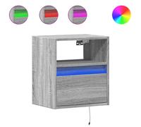 vidaXL Wall-mounted Bedside Cabinets&LED Lights Bed Table 2 pcs Grey Sonoma