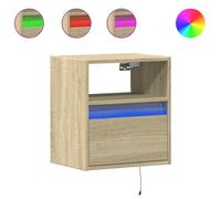 vidaXL Wall-mounted Bedside Cabinets&LED Lights Bed Table 2 pcs Sonoma Oak