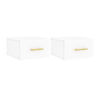 vidaXL Wall-mounted Bedside Cabinets - White Engineered Wood Space-saving Design for Bedroom